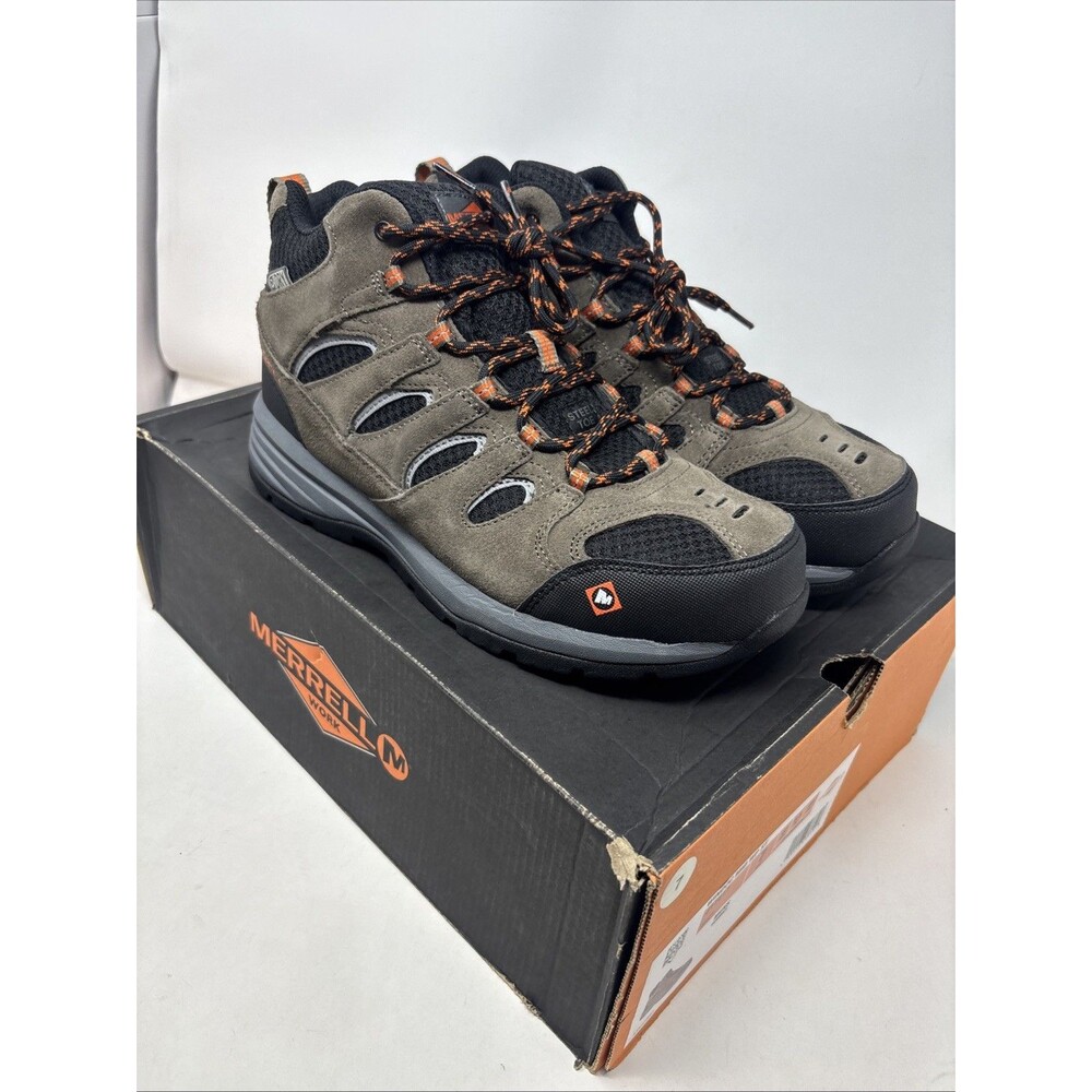 NIB Merrell Windoc Mid Waterproof Steel Toe Work Boots Men's Size 7 Boulder